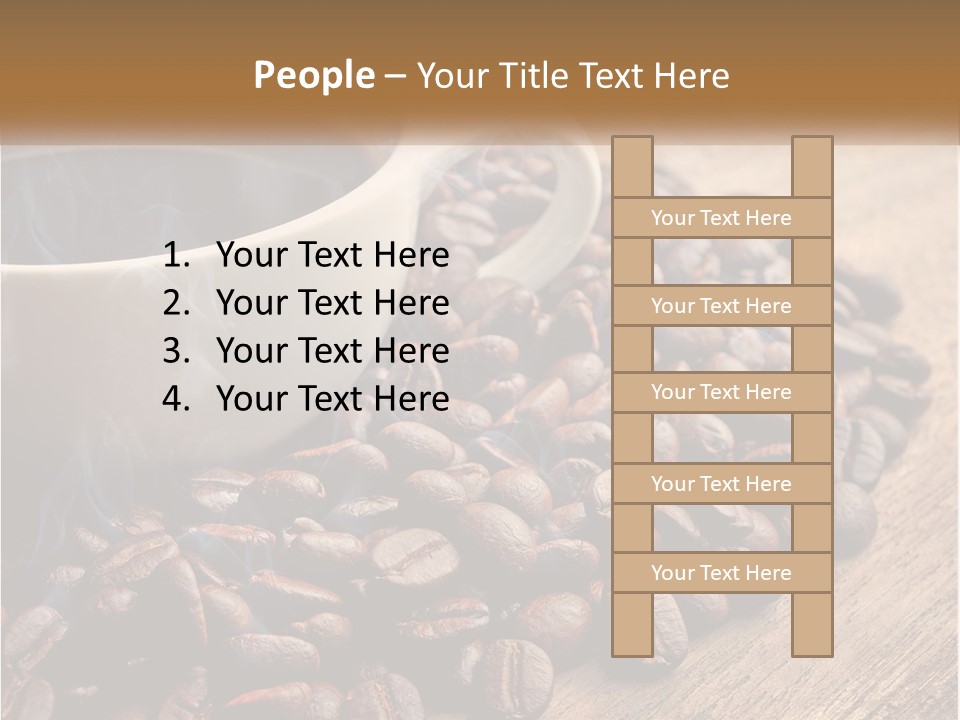 A Cup Of Coffee Sitting On Top Of A Pile Of Coffee Beans PowerPoint Template