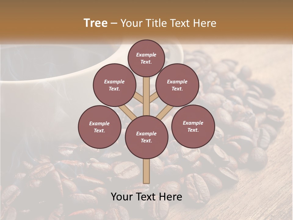 A Cup Of Coffee Sitting On Top Of A Pile Of Coffee Beans PowerPoint Template