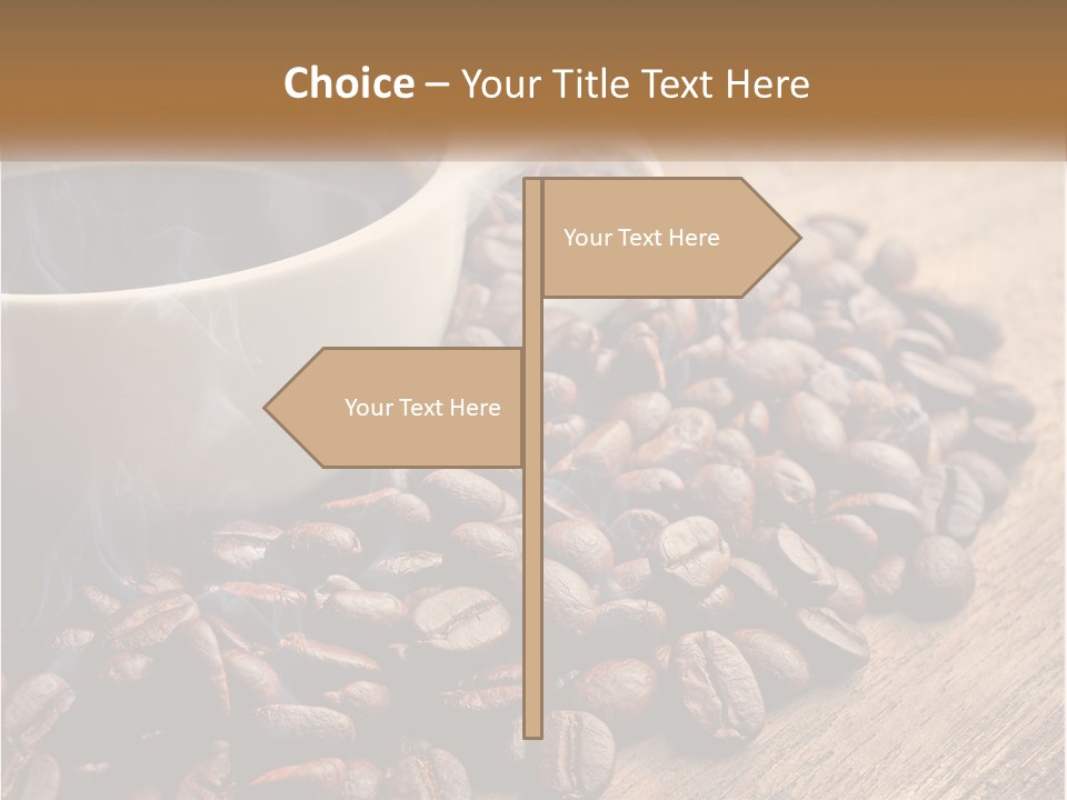A Cup Of Coffee Sitting On Top Of A Pile Of Coffee Beans PowerPoint Template