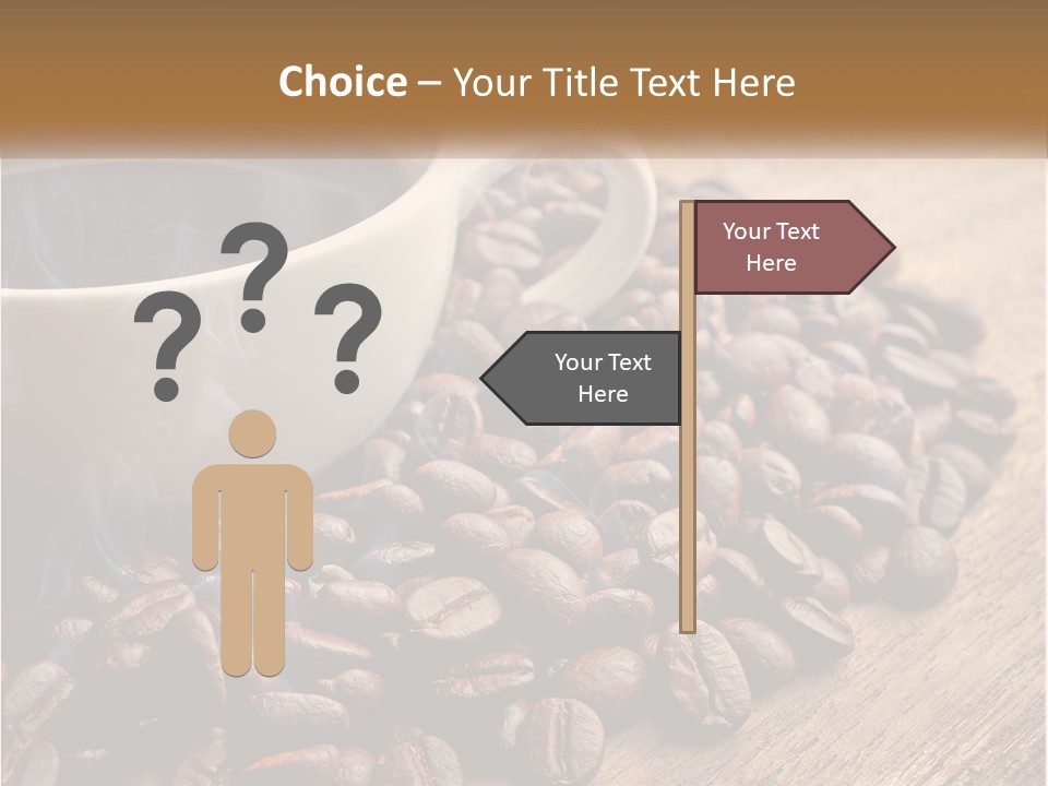 A Cup Of Coffee Sitting On Top Of A Pile Of Coffee Beans PowerPoint Template