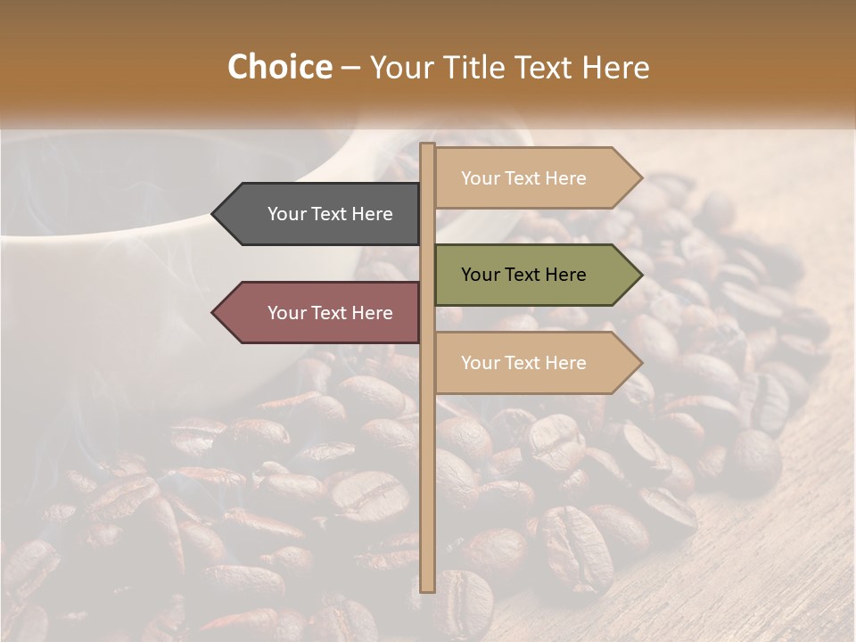 A Cup Of Coffee Sitting On Top Of A Pile Of Coffee Beans PowerPoint Template