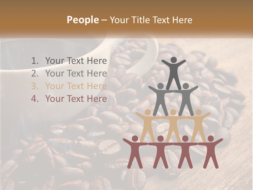 A Cup Of Coffee Sitting On Top Of A Pile Of Coffee Beans PowerPoint Template