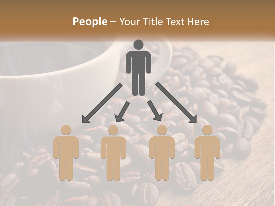 A Cup Of Coffee Sitting On Top Of A Pile Of Coffee Beans PowerPoint Template