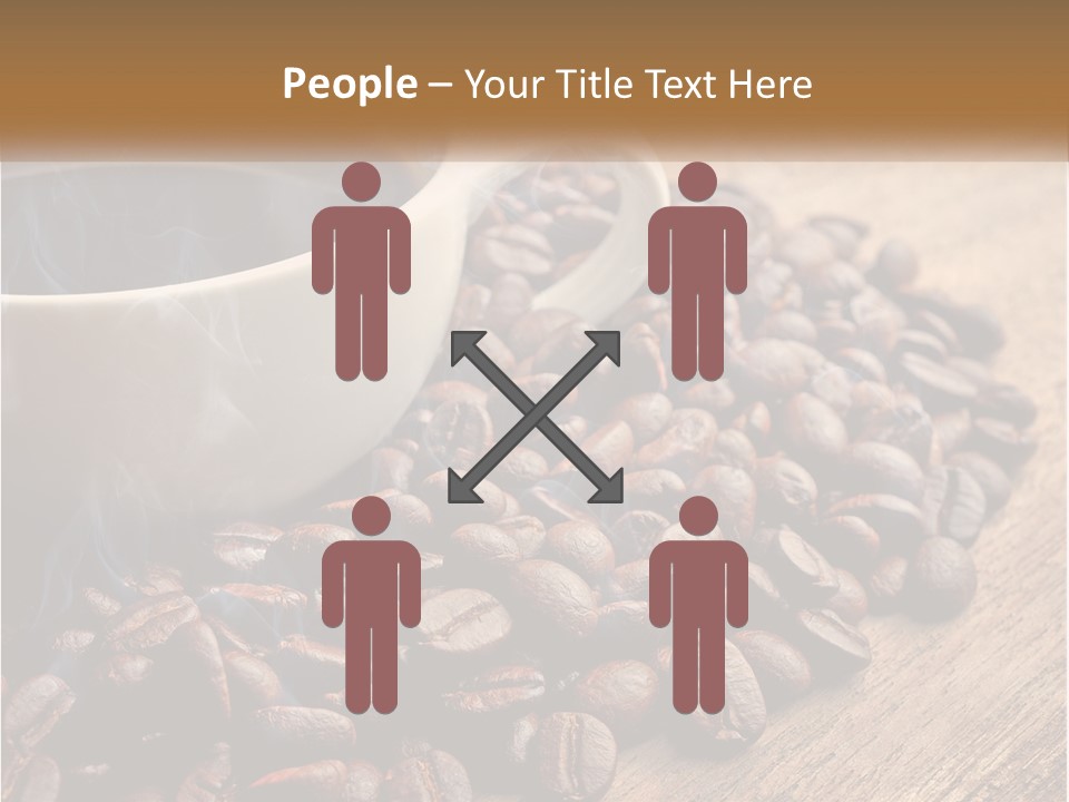 A Cup Of Coffee Sitting On Top Of A Pile Of Coffee Beans PowerPoint Template