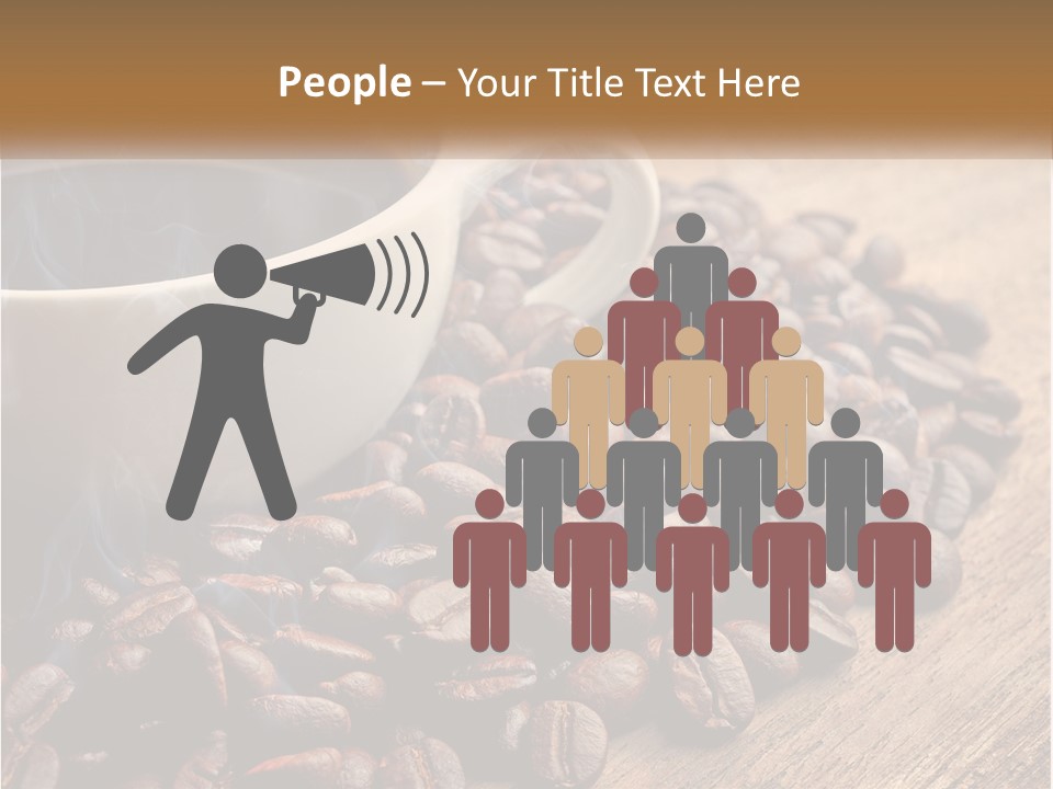 A Cup Of Coffee Sitting On Top Of A Pile Of Coffee Beans PowerPoint Template