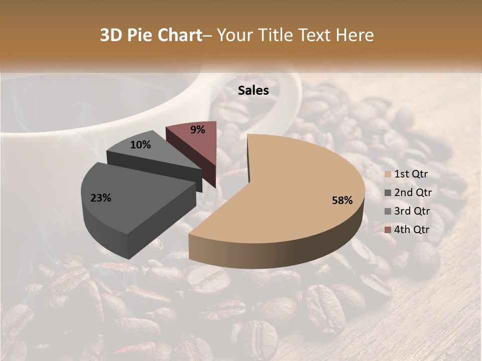 A Cup Of Coffee Sitting On Top Of A Pile Of Coffee Beans PowerPoint Template