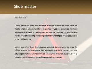 A Red Triangle Sign Sitting On The Side Of A Road PowerPoint Template