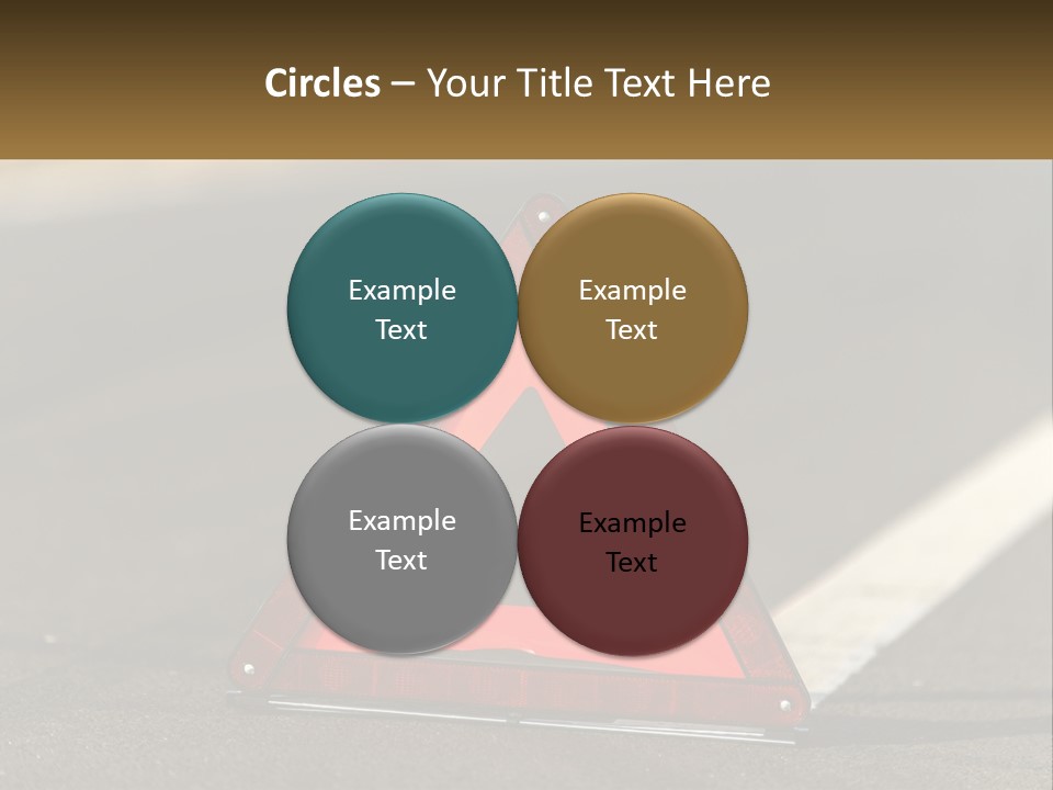 A Red Triangle Sign Sitting On The Side Of A Road PowerPoint Template