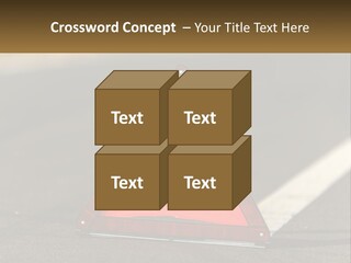 A Red Triangle Sign Sitting On The Side Of A Road PowerPoint Template