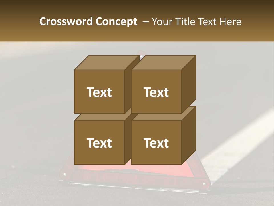 A Red Triangle Sign Sitting On The Side Of A Road PowerPoint Template