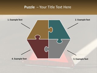 A Red Triangle Sign Sitting On The Side Of A Road PowerPoint Template