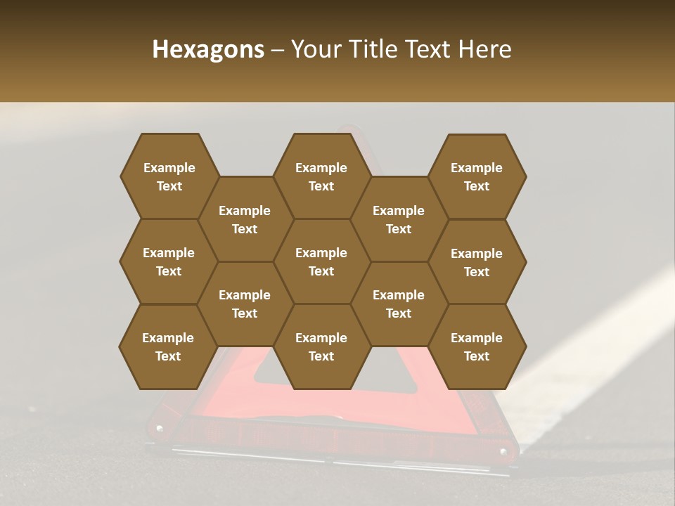 A Red Triangle Sign Sitting On The Side Of A Road PowerPoint Template