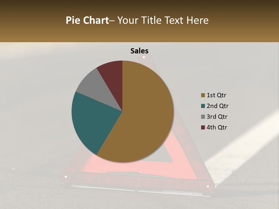 A Red Triangle Sign Sitting On The Side Of A Road PowerPoint Template