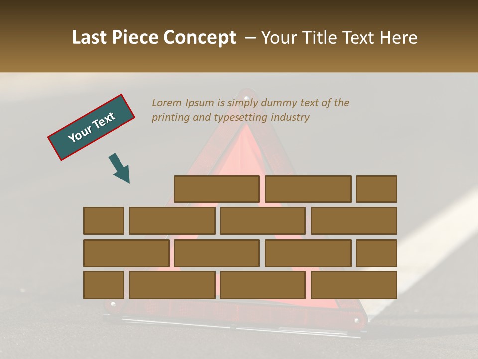 A Red Triangle Sign Sitting On The Side Of A Road PowerPoint Template