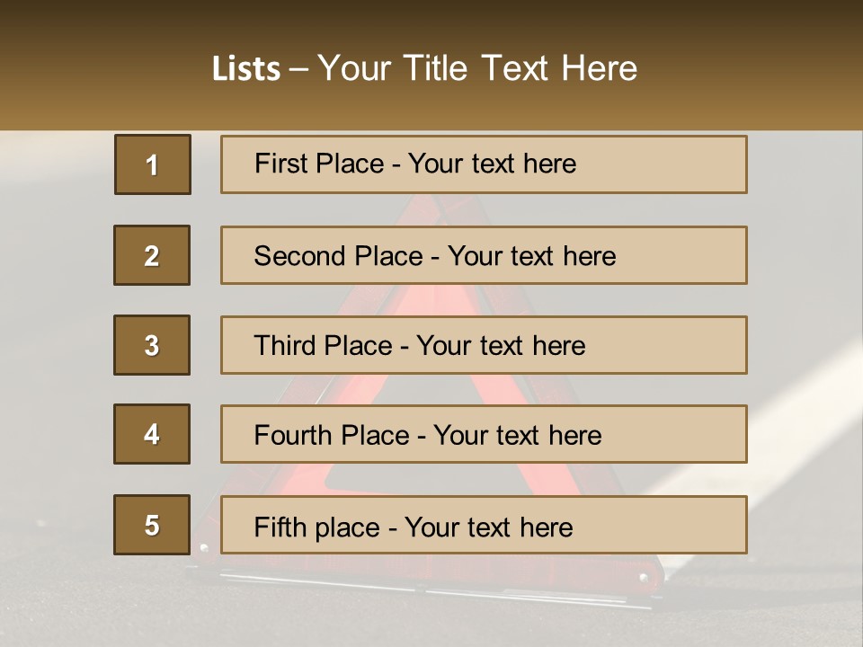 A Red Triangle Sign Sitting On The Side Of A Road PowerPoint Template