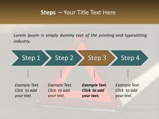 A Red Triangle Sign Sitting On The Side Of A Road PowerPoint Template