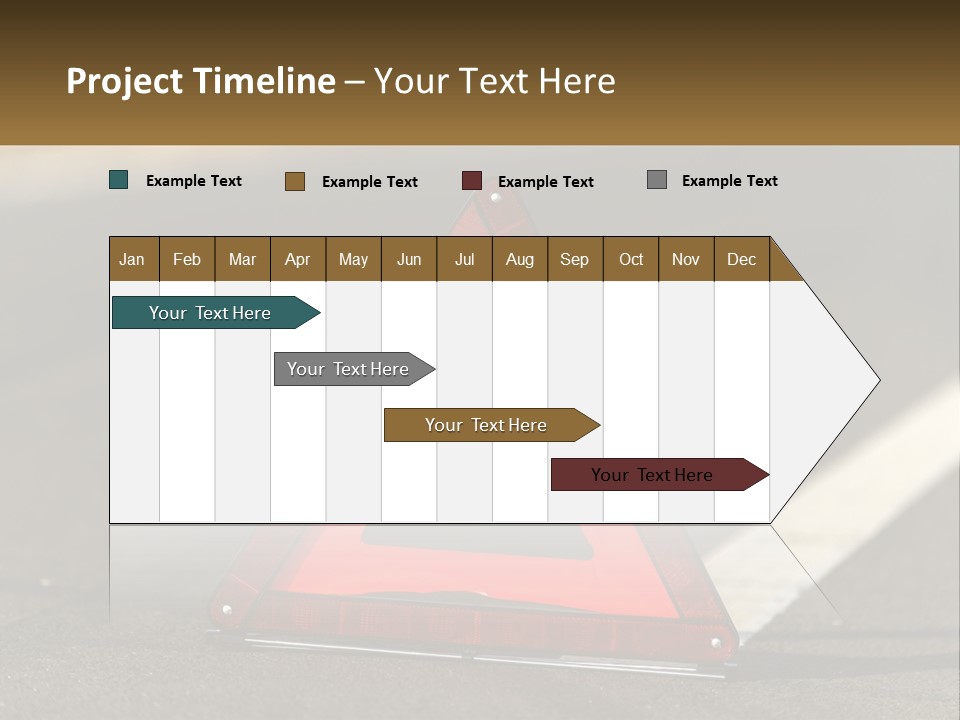 A Red Triangle Sign Sitting On The Side Of A Road PowerPoint Template