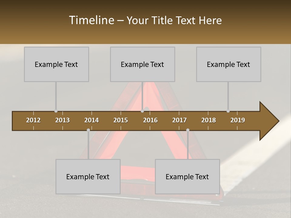 A Red Triangle Sign Sitting On The Side Of A Road PowerPoint Template