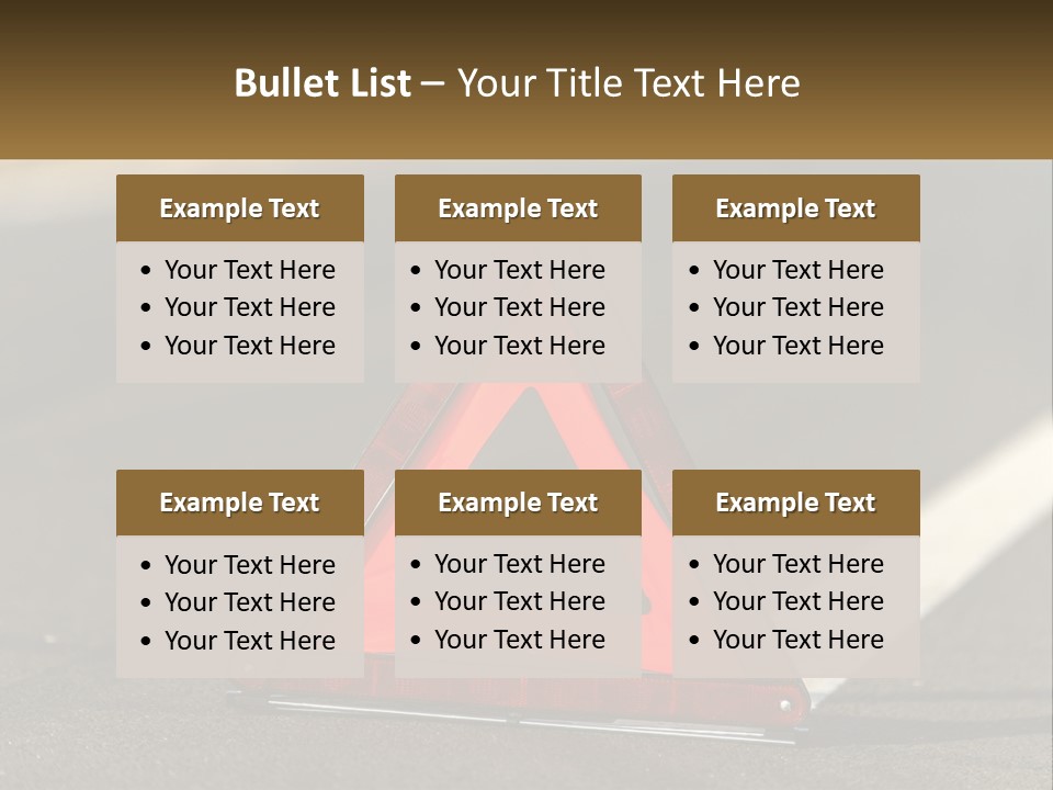 A Red Triangle Sign Sitting On The Side Of A Road PowerPoint Template