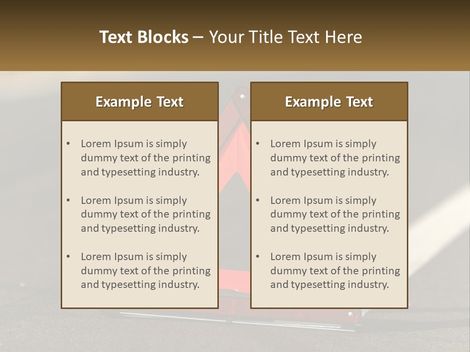 A Red Triangle Sign Sitting On The Side Of A Road PowerPoint Template