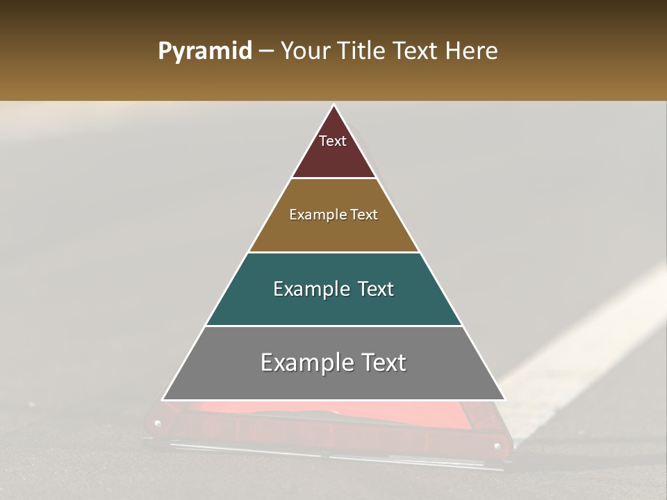 A Red Triangle Sign Sitting On The Side Of A Road PowerPoint Template