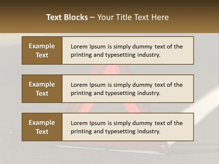 A Red Triangle Sign Sitting On The Side Of A Road PowerPoint Template
