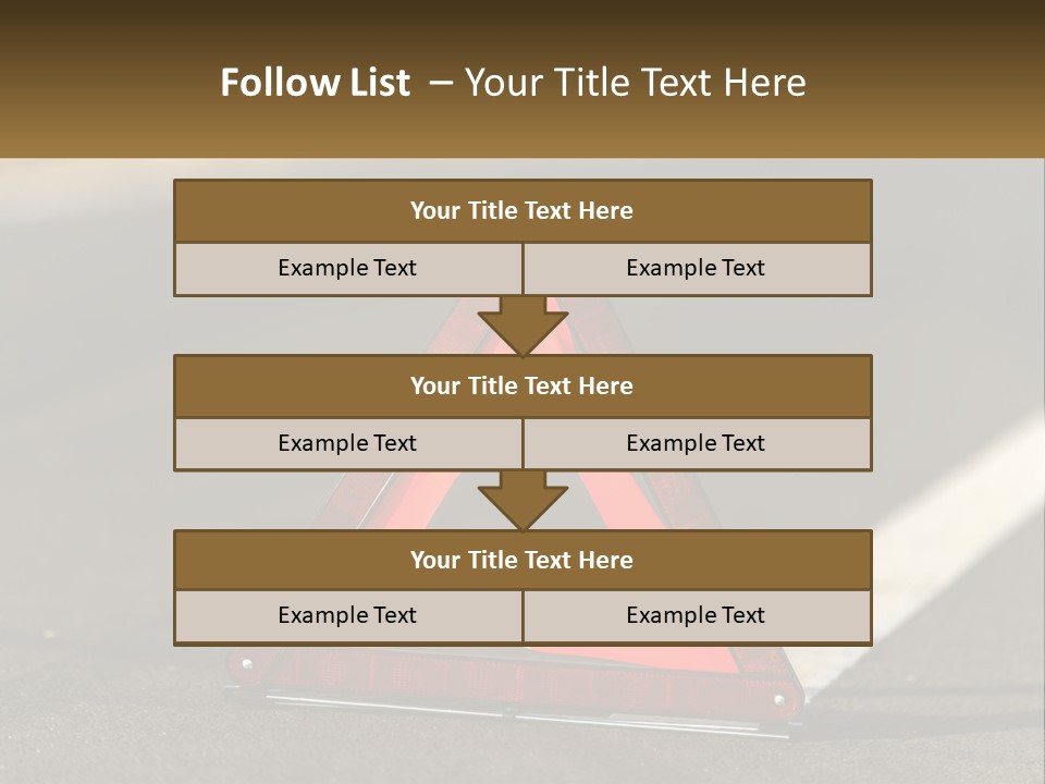 A Red Triangle Sign Sitting On The Side Of A Road PowerPoint Template