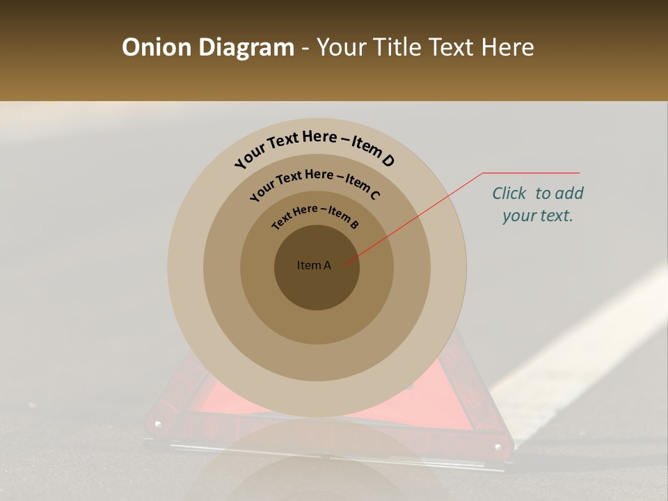 A Red Triangle Sign Sitting On The Side Of A Road PowerPoint Template