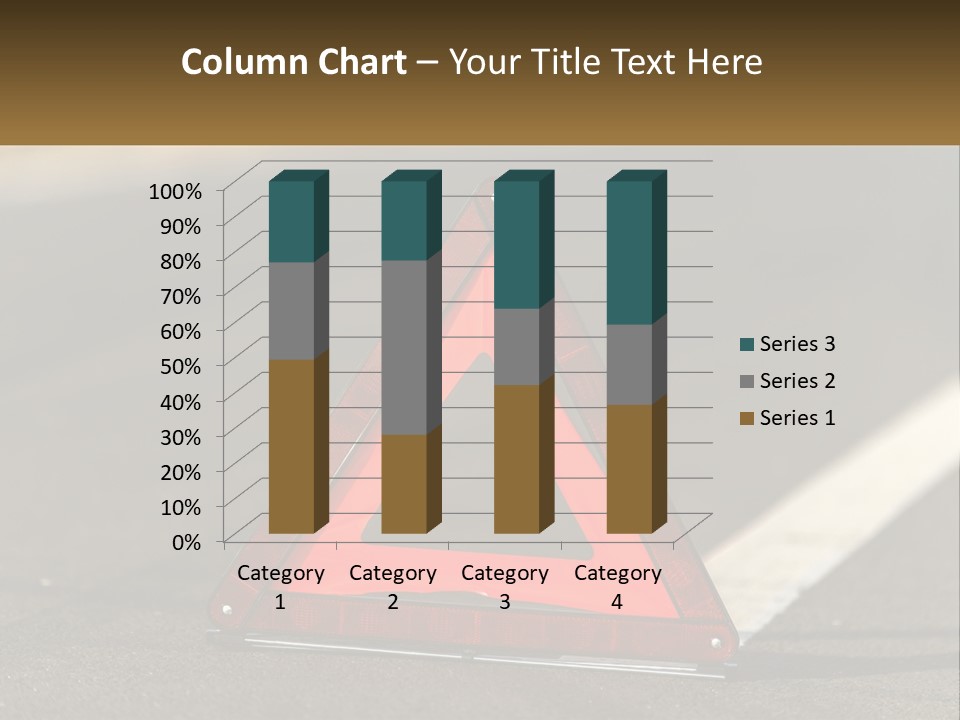 A Red Triangle Sign Sitting On The Side Of A Road PowerPoint Template