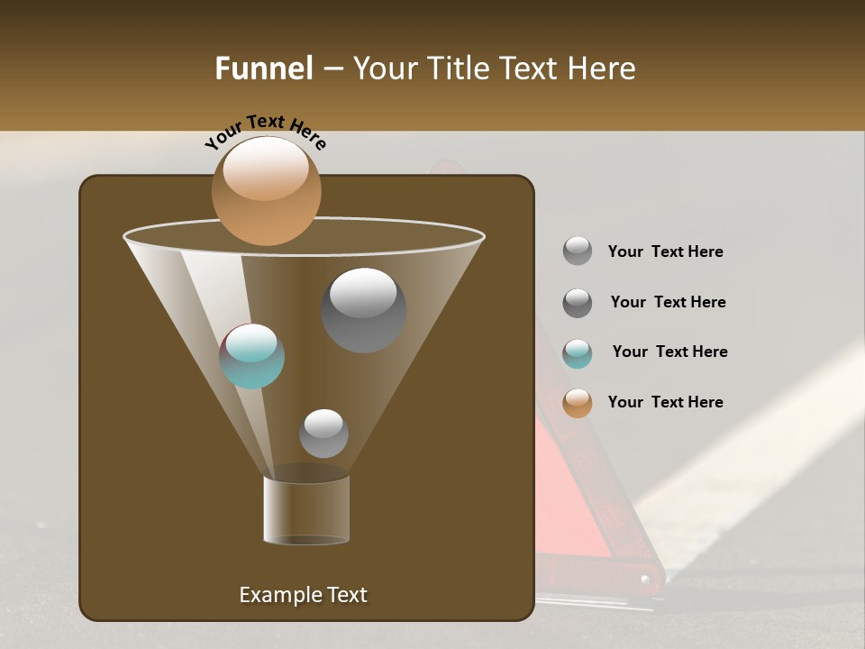 A Red Triangle Sign Sitting On The Side Of A Road PowerPoint Template
