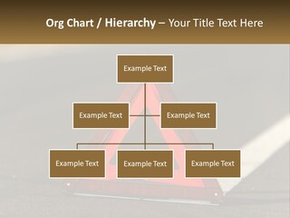 A Red Triangle Sign Sitting On The Side Of A Road PowerPoint Template