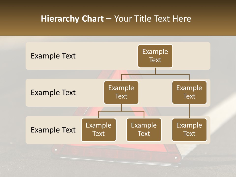 A Red Triangle Sign Sitting On The Side Of A Road PowerPoint Template
