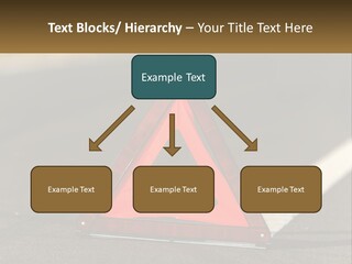 A Red Triangle Sign Sitting On The Side Of A Road PowerPoint Template