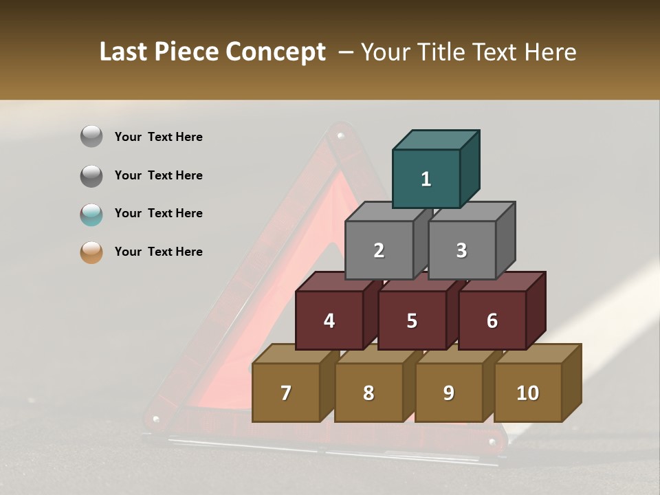 A Red Triangle Sign Sitting On The Side Of A Road PowerPoint Template