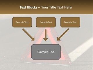 A Red Triangle Sign Sitting On The Side Of A Road PowerPoint Template