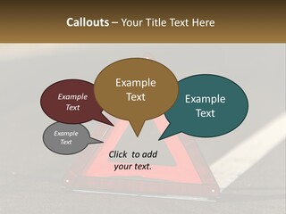 A Red Triangle Sign Sitting On The Side Of A Road PowerPoint Template