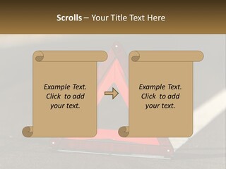 A Red Triangle Sign Sitting On The Side Of A Road PowerPoint Template