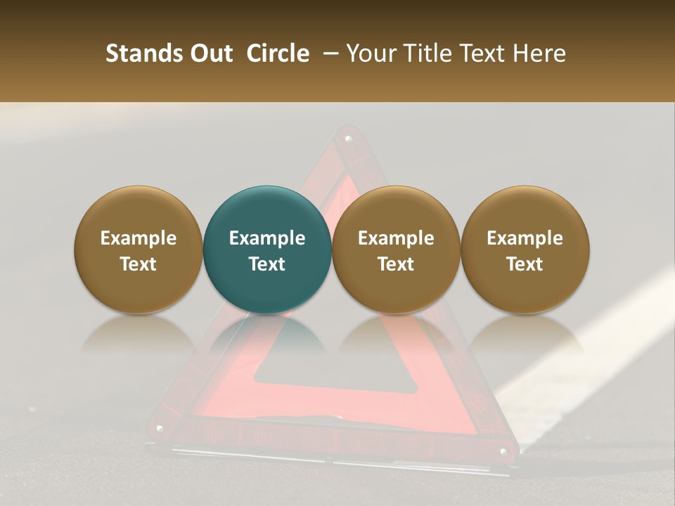 A Red Triangle Sign Sitting On The Side Of A Road PowerPoint Template