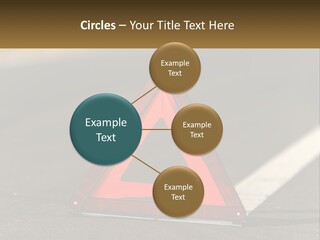 A Red Triangle Sign Sitting On The Side Of A Road PowerPoint Template