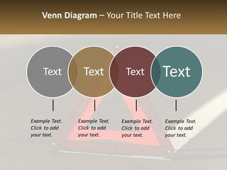 A Red Triangle Sign Sitting On The Side Of A Road PowerPoint Template