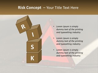 A Red Triangle Sign Sitting On The Side Of A Road PowerPoint Template