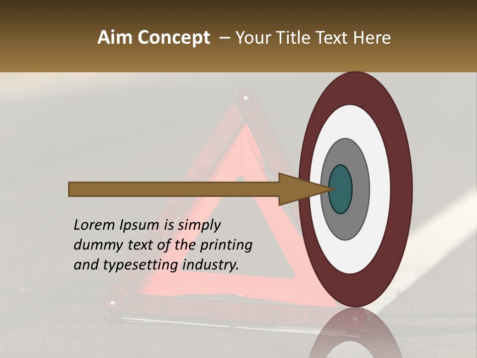 A Red Triangle Sign Sitting On The Side Of A Road PowerPoint Template