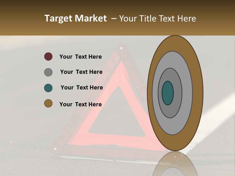 A Red Triangle Sign Sitting On The Side Of A Road PowerPoint Template
