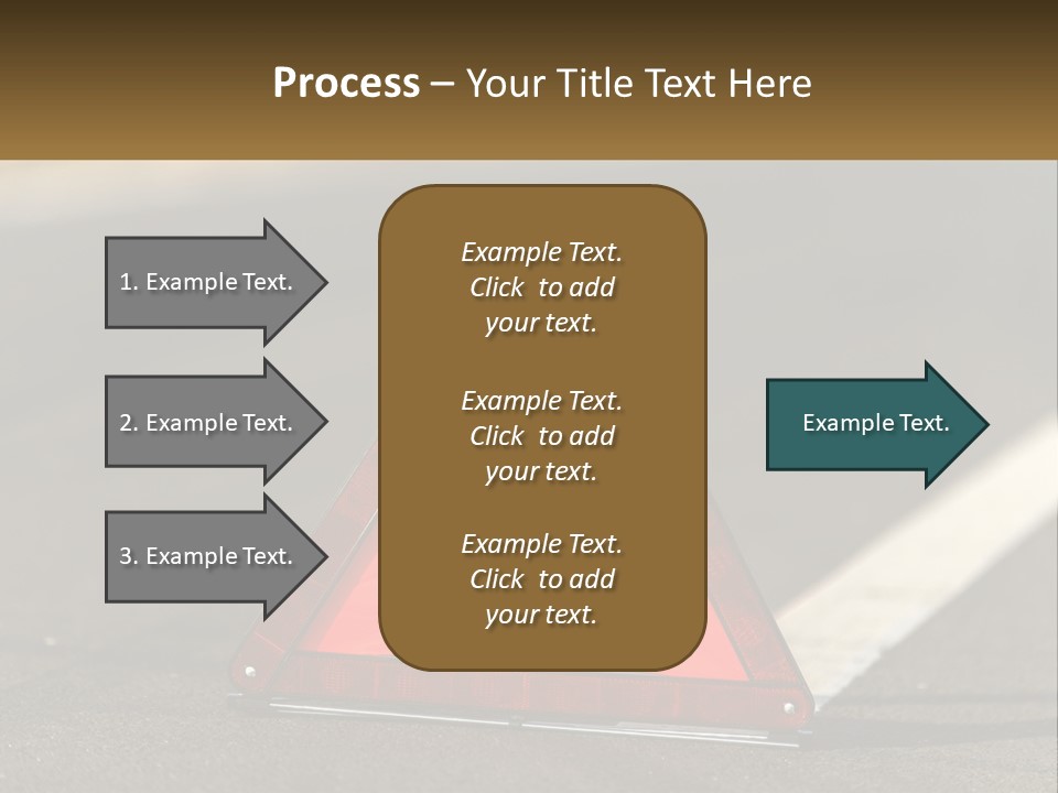 A Red Triangle Sign Sitting On The Side Of A Road PowerPoint Template