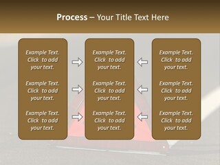 A Red Triangle Sign Sitting On The Side Of A Road PowerPoint Template