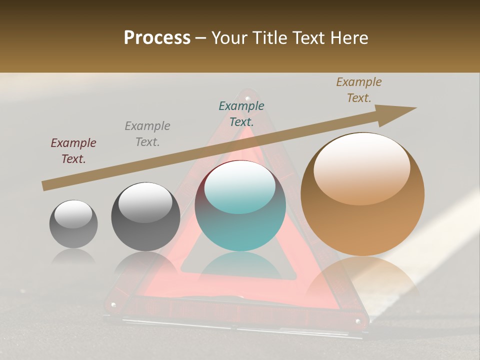 A Red Triangle Sign Sitting On The Side Of A Road PowerPoint Template