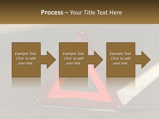 A Red Triangle Sign Sitting On The Side Of A Road PowerPoint Template