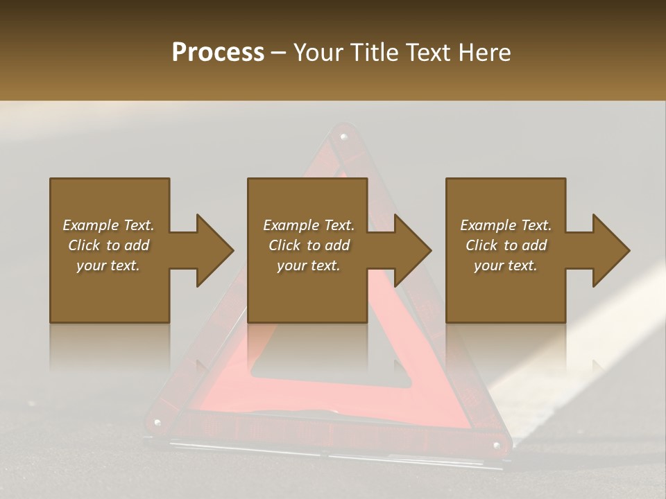 A Red Triangle Sign Sitting On The Side Of A Road PowerPoint Template
