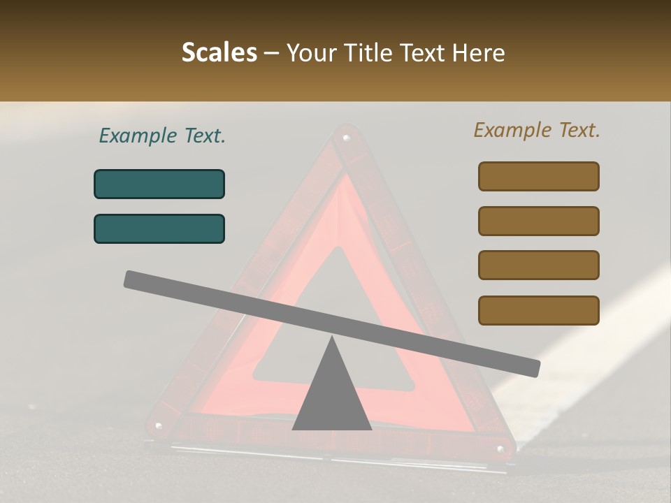 A Red Triangle Sign Sitting On The Side Of A Road PowerPoint Template