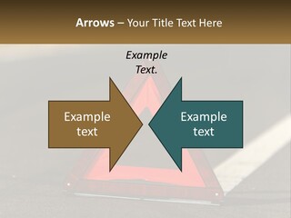 A Red Triangle Sign Sitting On The Side Of A Road PowerPoint Template